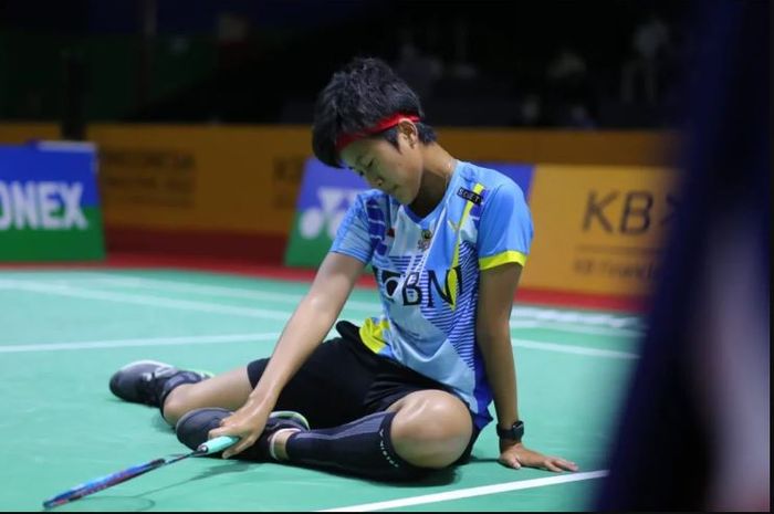 Pebulu tangkis tunggal putri Indonesia, Putri Kusuma Wardani usai kekalahan pada babak 16 besar KB Financial Group Indonesia Masters 2022, Kamis (20/10/2022) 