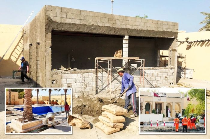 Beberapa area di Hotel Souq Al Wakra yang akan menjadi akomodasi timnas Inggris selama Piala Dunia 2022 masih dalam proses pembangunan.