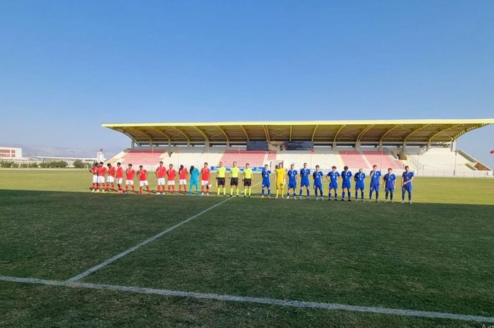Suasana pertandingan uji coba antara Timnas U-20 Indonesia melawan Timnas U-20 Moldova di Stadion Manavgat Atarturk, Turki, Selasa (1/11/2022).