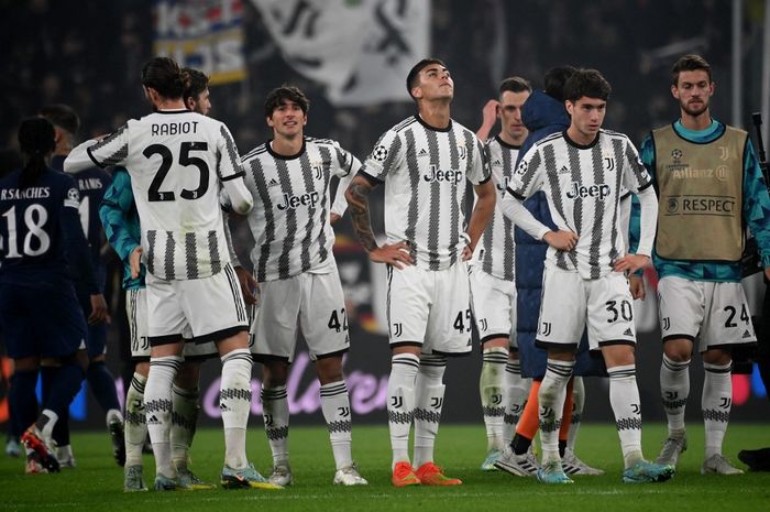 Reaksi para pemain Juventus usai kalah dari PSG di laga terakhir fase grup Liga Champions 2022-2023 (2/11/2022).