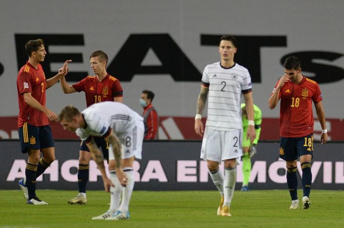 Ferran Torres merayakan gol untuk timnas Spanyol ke gawang timnas Jerman dalam ajang UEFA Nations League 2020 di Stadion Cartuja, Sevilla pada 17 November 2020 lalu.