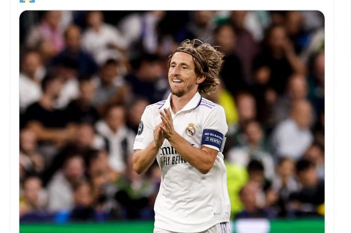 Kapten Real Madrid, Luka Modric, saat melawan Celtic FC pada matchday 6 Grup F Liga Champions musim 2022-2023 di Santiago Bernabeu, Madrid, Kamis (3/11/2022) dini hari WIB. 