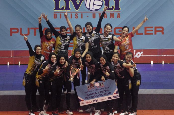 Tim TNI AU usai menjadi juara putaran reguler dua Livoli Divisi Utama 2022