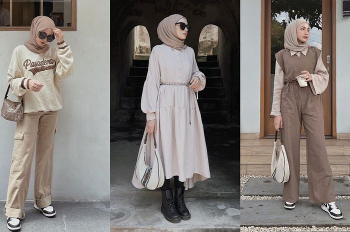 Inspirasi Outfit Hijab Nuansa Cokelat untuk Hangout ala Helmi Nursifah