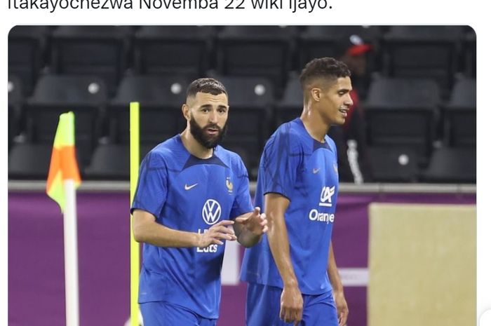 Karim Benzema dan Raphael Varane belum pasti tersedia pada pertandingan pertama timnas Prancis di Piala Dunia 2022.