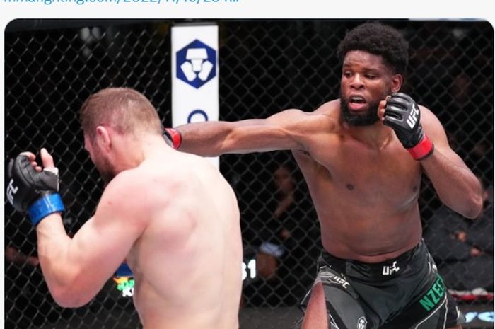 Aksi Kennedy Nzechukwu pada UFC Vegas 65, Minggu (20/11/2022) WIB di Las Vegas, AS.