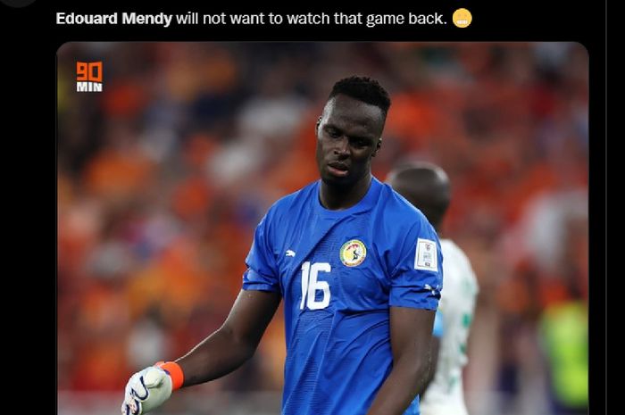 Edouard Mendy saat membela Senegal di laga Grup A Piala Dunia 2022 melawan Belanda, Senin (21/11/2022) malam WIB.
