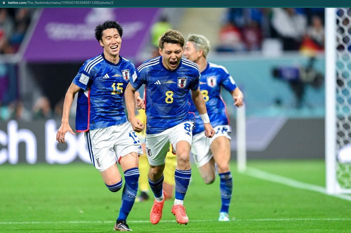Pemain timnas Jepang, Ritsu Doan, sukses menjebol gawang timnas Jerman kawalan Manuel Neuer pada laga pembuka Grup E Piala Dunia 2022, Rabu (23/11/2022) malam WIB.