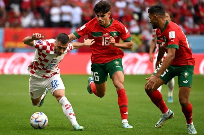 Duel Kroasia vs Maroko dalam fase grup Piala Dunia 2022.