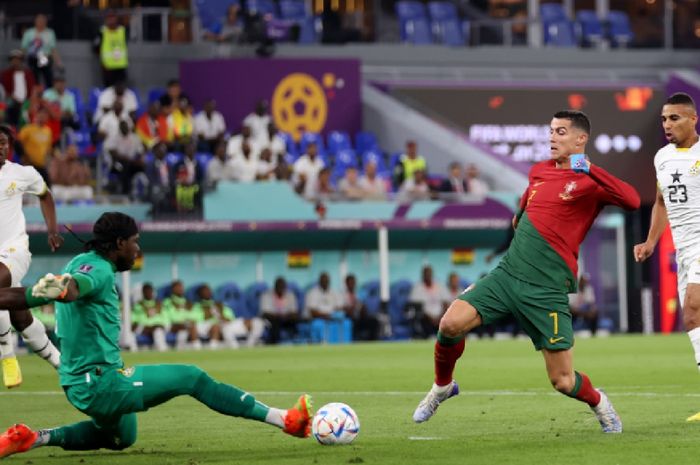 Cristiano Ronaldo saat membela Portugal di laga Grup H Piala Dunia 2022 melawan Ghana.
