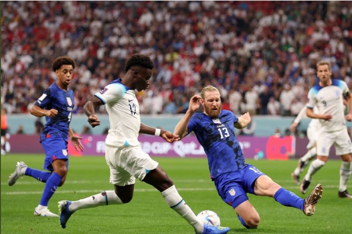 Inggris bertanding melawan Amerika Serikat di laga kedua Grup B Piala Dunia 2022.