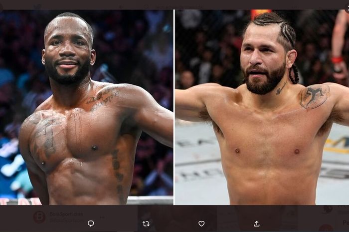 Montase dua petarung kelas welter UFC,  Leon Edwards (kiri) dan Jorge Masvidal (kanan)