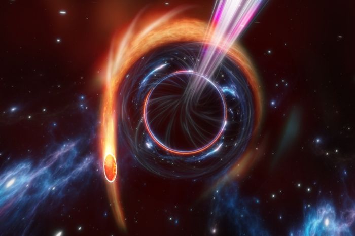Avistamiento raro: un agujero negro supermasivo arroja un chorro luminoso por todos lados