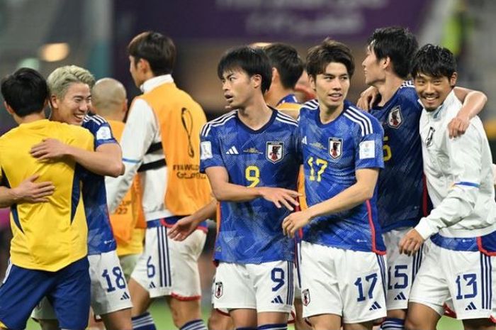 Para pemain Timnas Jepang, saat berlaga di Piala Dunia 2022.