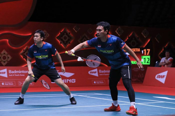 Mohammad Ahsan/Hendra Setiawan akan menjalani laga derbi Indonesia melawan Pramudya Kusumawardana/Yeremia Erich Yoche Yacob Rambitan pada babak pertama All England Open 2023