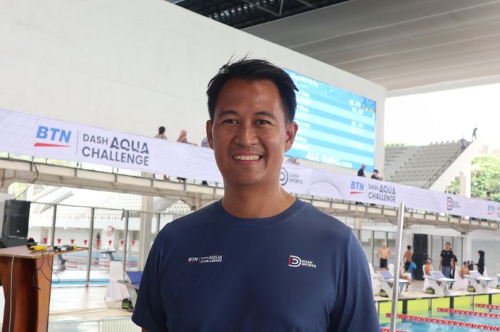 Founder dan CEO Dash Sports, Alit Aryaguna, ketika ditemui di sela-sela acara BTN Dash Aqua Challenge, di Aquatic Stadium GBK, Minggu (11/12/2022).