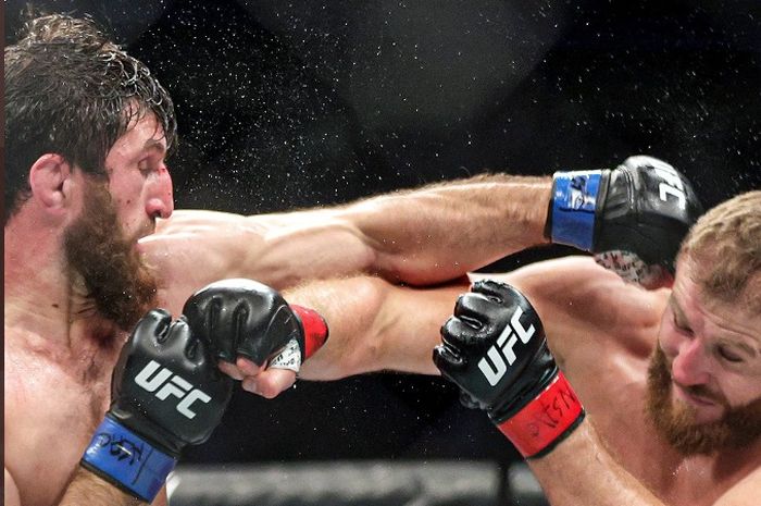Pertarungan Magomed Ankalaev (kiri) melawan Jan Blachowicz di UFC 282, Minggu (11/12/2022) WIB di Las Vegas.