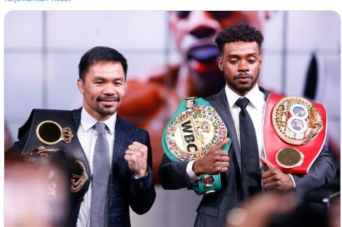 Legenda tinju, Manny Pacquiao (kiri) dengan petinju tak terkalahkan, Errol Spence Jr (kanan).