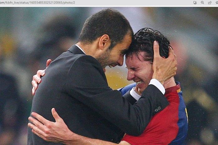 Pep Guardiola (kiri) dan Lionel Messi (kanan) saat masih sama-sama membela Barcelona.