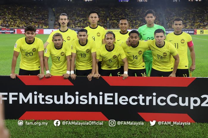 Skuad Timnas Malaysia di ajang Piala AFF 2022. Peringkatnya terus membaik di FIFA.