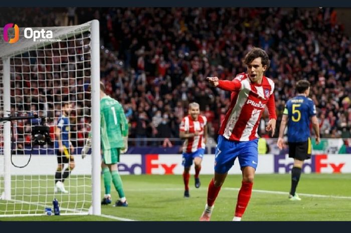 Pemain Atletico Madrid, Joao Felix, merayakan golnya yang dicetak ke gawang Elche.