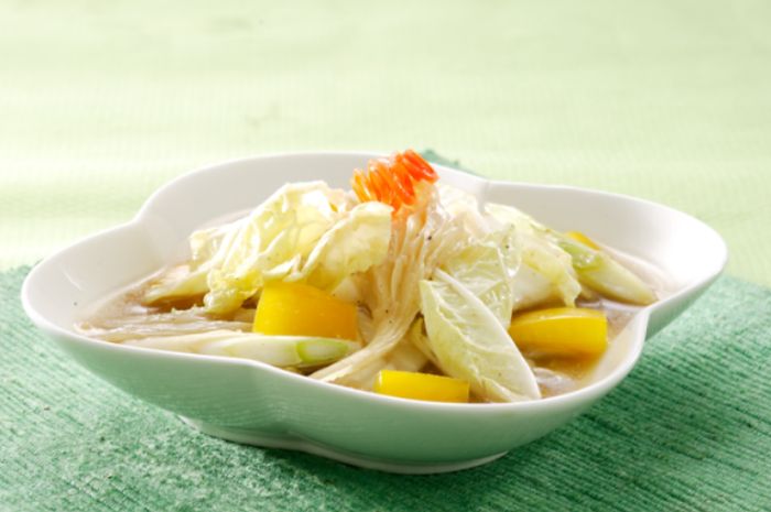 Hidangan sawi putih jamur tiram