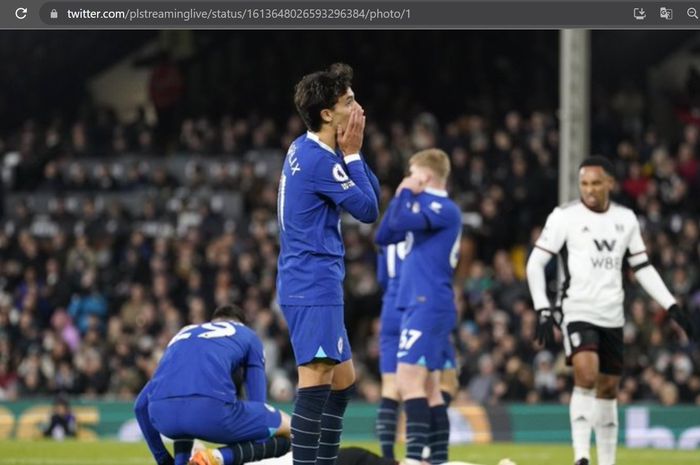 Reaksi Joao Felix dalam laga antara Chelsea dan Fulham di Liga Inggris 2022-2023.