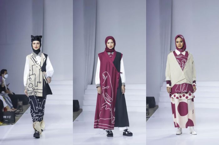 Koleksi One Line Art karya desainer Hannie Hananto yang jadi pembuka Jakarta Fashion Trend 2023