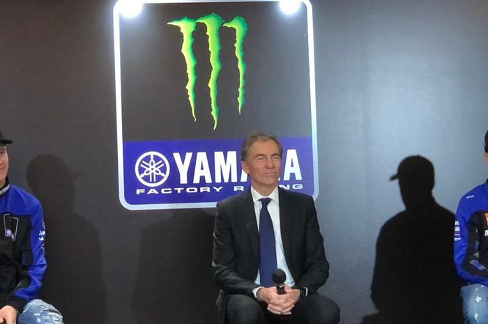 Managing Director Yamaha MotoGP, Lin Jarvis, pada acara peluncuran livery motor Yamaha untuk MotoGP 2023 di Kuningan, Jakarta, Selasa (17/1/2023).