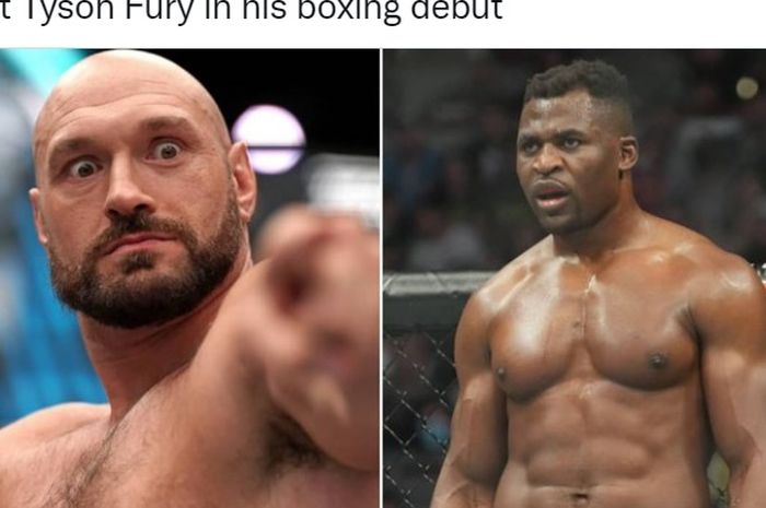 Raja tinju kelas berat versi WBC, Tyson Fury (kiri) jadi berduel melawan eks jagoan UFC, Francis Ngannou.