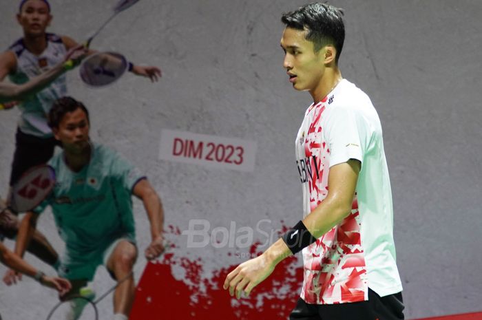 Tunggal putra Indonesia, Jonatan Christie ketika tampil pada babak pertama Indonesia Masters 2023, Rabu (25/1/2023)