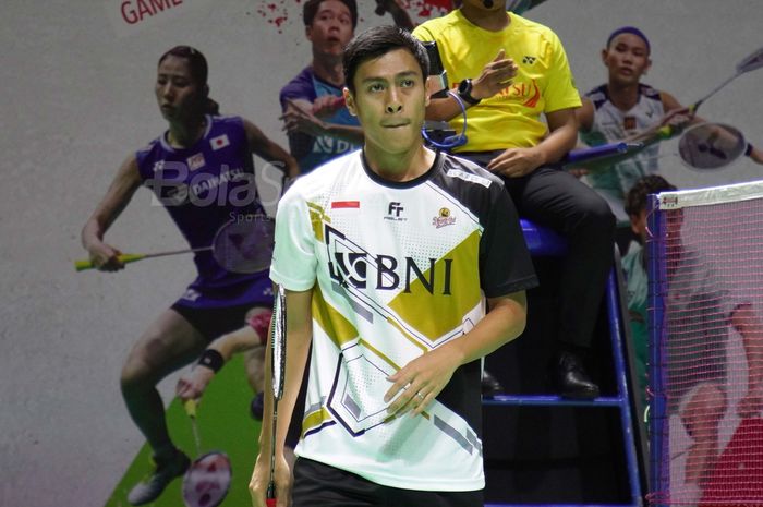 Pemain tunggal putra Indonesia, Shesar Hiren Rhustavito ketika menjalani laga babak kedua Indonesia Masters 2023, Kamis (26/1/2023)
