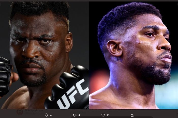 Bos Matchroom Boxing, Eddie Hearn, mengungkapkan pandangan mengenai sabungan potensial antara mantan pertarung UFC, Francis Ngannou (kiri), dan kliennya, Anthony Joshua (kanan)