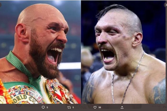 Bos Queensberry Promotions, Frank Warren mengumumkan tanggal duel dua raja tinju kelas berat, Tyson Fury (kiri) dan Oleksandr Usyk (kanan)