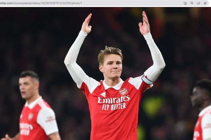 Gelandang sekaligus kapten Arsenal, Martin Odegaard.