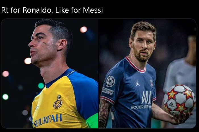 Dua superstar sepak bola, Cristiano Ronaldo dan Lionel Messi