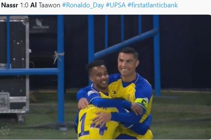 Cristiano Ronaldo (mengenakan ban kapten) membuat 2 assist dalam laga Al Nassr vs Al-Taawoun pada pekan ke-17 Liga Arab Saudi 2022-2023 di Stadion Mrsool Park, Jumat (17/2/2023) sore waktu setempat atau pukul 22.00 WIB.