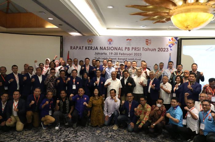 Rapat Kerja Nasional (Rakernas) PB Persatuan Renang Seluruh Indonesia (PRSI) 2023 di Hotel Aryaduta, Jakarta pada 19 Februari 2023.
