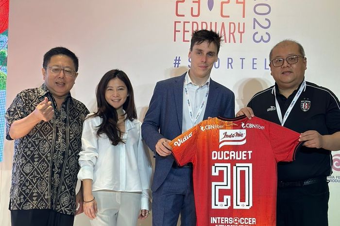 Manajemen Bali United Bertemu dengan Pemilik Klub Liga Inggris, Nottingham Forest, Louis Ducruet di Acara Sportel 2023.