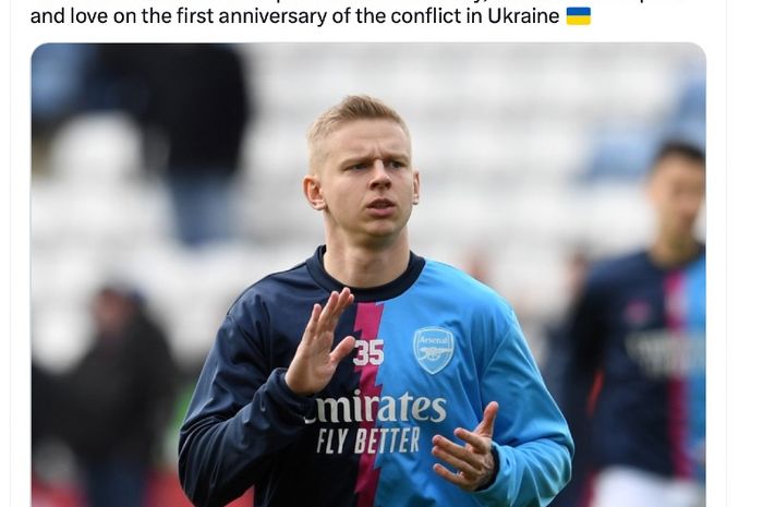 Penjelasan Arsenal soal pemilihan Oleksandr Zinchenko sebagai kapten dalam pertandingan melawan Leicester City, Sabtu (25/2/2023)