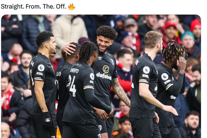 Pemain AFC Bournemouth, Philip Billing, mencatatkan rekor gol tercepat kedua sepanjang sejarah Liga Inggris ke gawang Arsenal pada pertandingan di Stadion Emirates, Sabtu (4/3/2023)