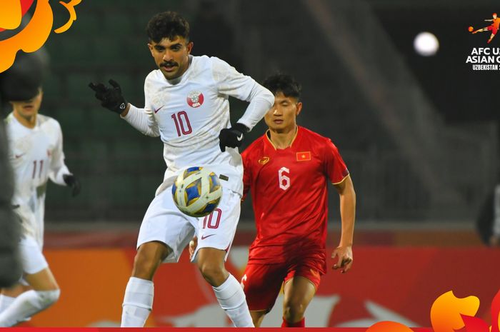 Suasana pertandingan Timnas U-20 Vietnam versus Timnas U-20 Qatar di laga Grup B Piala Asia U-20 2023.
