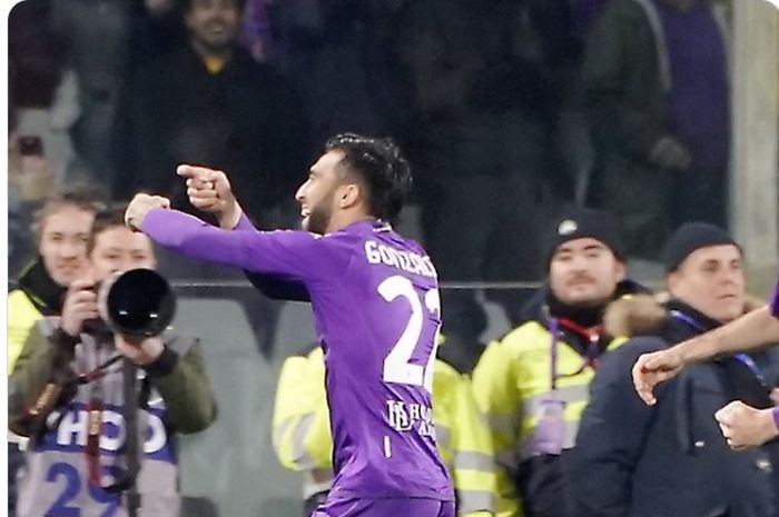 Pemain Fiorentina, Nicolas Gonzalez, mencetak 1 gol dalam laga melawan AC Milan di pekan ke-25 Liga Italia 2022-2023, Minggu (5/3/2023)