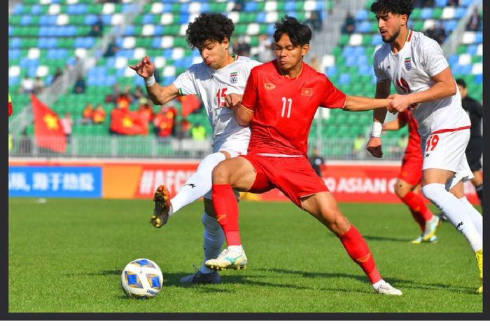Suasana pertandingan antara Timnas U-20 Vietnam melawan Iran.