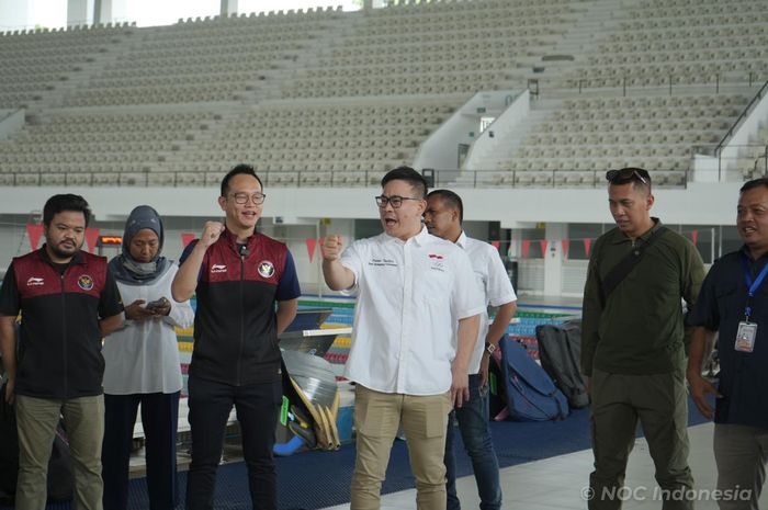 CdM SEA Games 2023, Lexyndo Hakim, saat kunjungan ke Aquatic Stadium di Kawasan Gelora Bung Karno, Senayan, Jakarta, Senin (13/3/2023).
