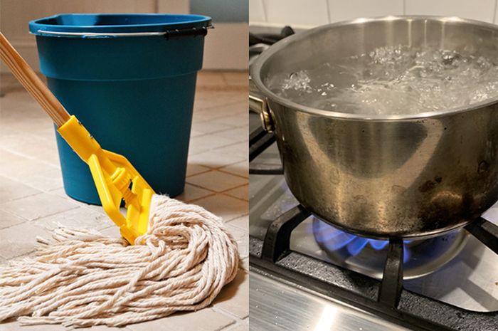 Air Biasa Gak Cukup! Coba Pel Lantai Pakai Air Panas Dicampur Deterjen