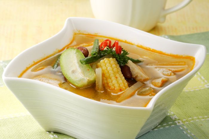 Hidangan labu siam asam manis.