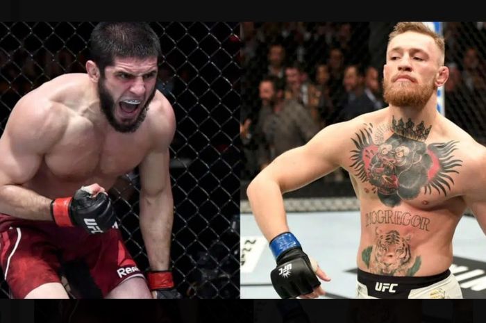 Sebuah ramalan datang dari eks raja UFC, Luke Rockhold tentang wacana penyabungan Islam Makhachev (kiri) dengan Conor McGregor (kanan).