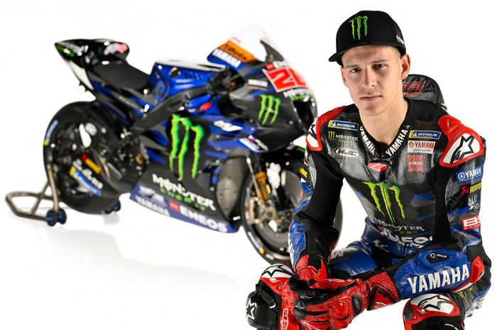 Pembalap Monster Energy Yamaha, Fabio Quartararo, dalam grafis baru tim untuk MotoGP 2023.