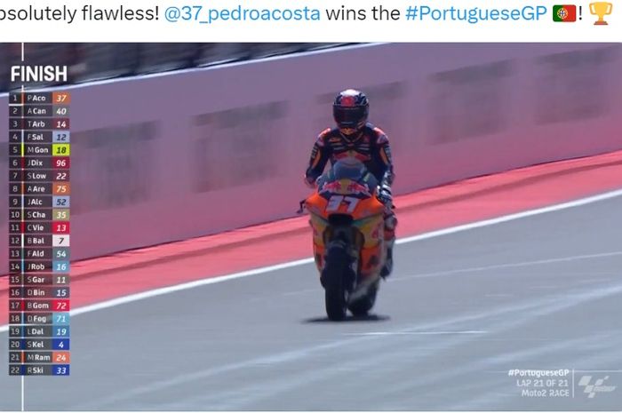 Memimpin sejak lap 2, Pedro Acosta memenangi Moto2 Portugal 2023, Minggu (26/3/2023) di Sirkuit Algarve, Portimao. 